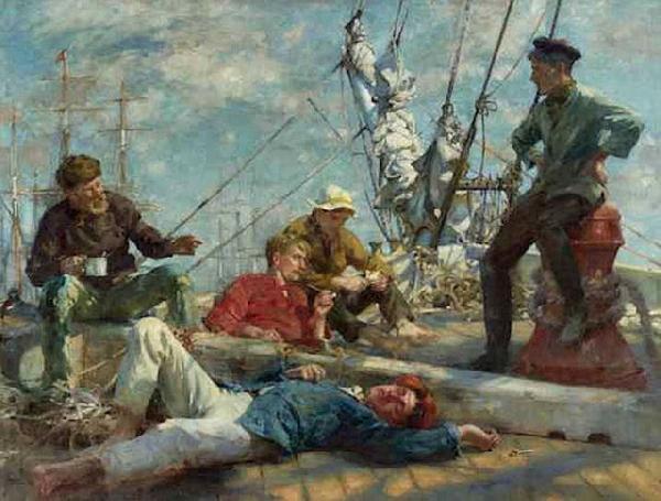 Henry Scott Tuke The midday rest sailors yarning